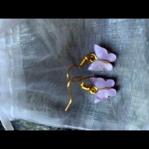 Cute homemade violet earrings with cute sticker